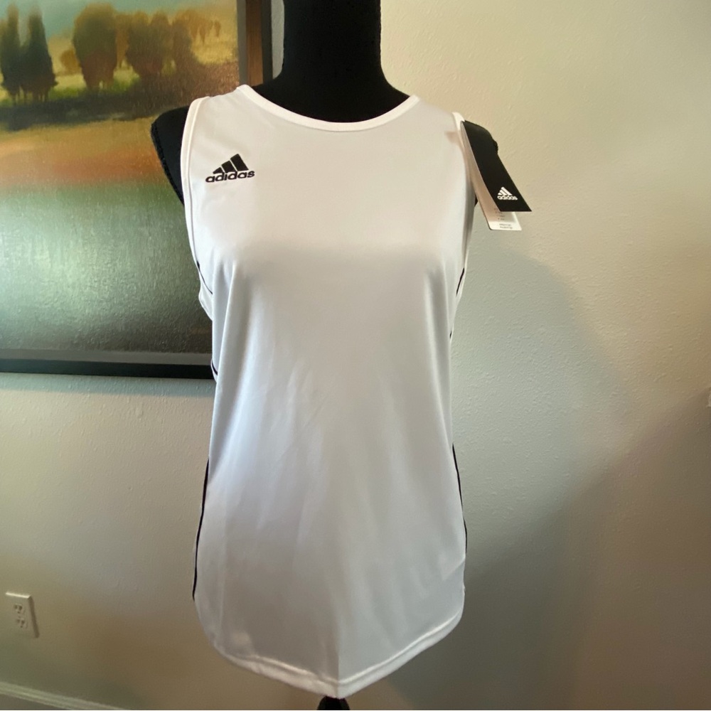 Adidas Women’s Core18 Tank Top White & Black CV3979 Climalite XL Workout Gym